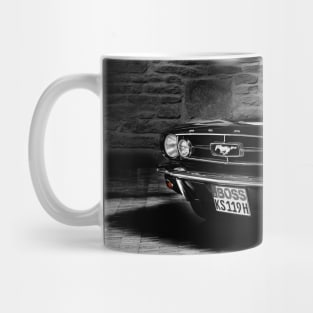 ford mustang cabriolet, black and white Mug